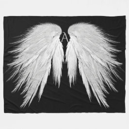ANGEL WINGS Monogram Black Fleece Deken
