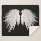 ANGEL WINGS Monogram Black Sherpa Deken (Voorkant (horizontaal))