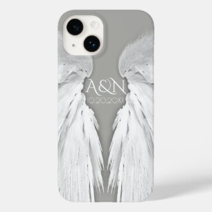 ANGEL WINGS Monogram Elegant Grey Case-Mate iPhone 14 Hoesje