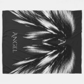 ANGEL WINGS Monogram Grey Black Fleece Deken (Voorkant (Horizontaal))