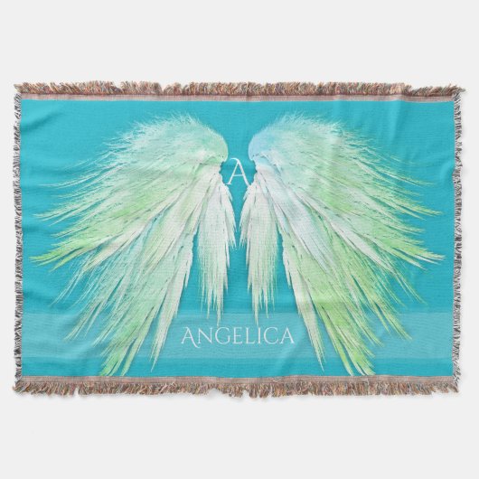 ANGEL WINGS Monogram Name Fresh Ombre Deken (Voorkant)