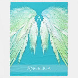 ANGEL WINGS Monogram Name Fresh Ombre Fleece Deken