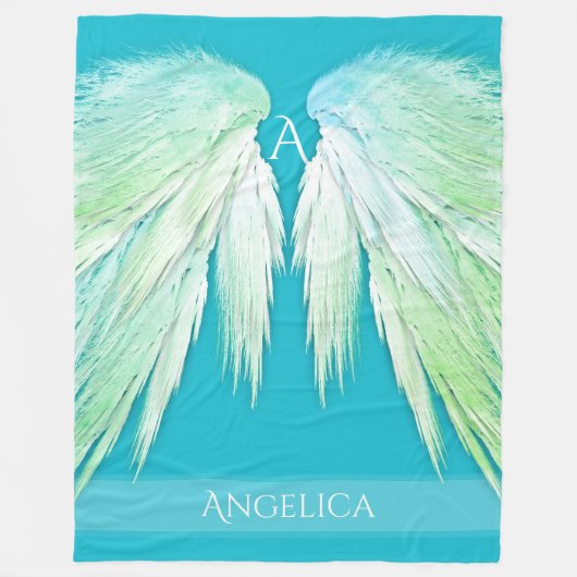 ANGEL WINGS Monogram Name Fresh Ombre Fleece Deken (Voorkant)