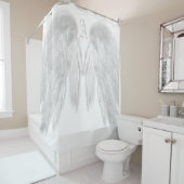 ANGEL WINGS Monogram White Douchegordijn (In situ)