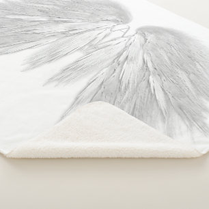 ANGEL WINGS Monogram White Sherpa Deken