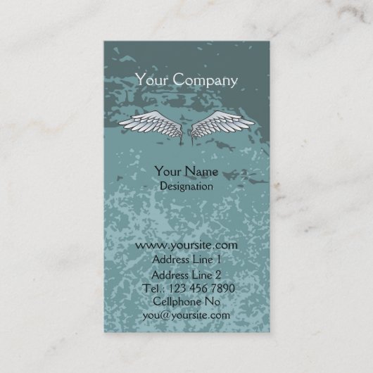 Angel Wings Muddy Blue Visitekaartje (Voorkant)