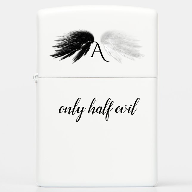 ANGEL WINGS 'Only Half Evil' Monogram Funny (Voorkant)