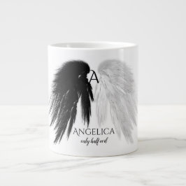 ANGEL WINGS 'Only Half Evil' Monogram Funny Extra Grote Beker