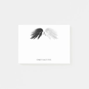 ANGEL WINGS 'Only Half Evil' Monogram Funny Post-it® Notes