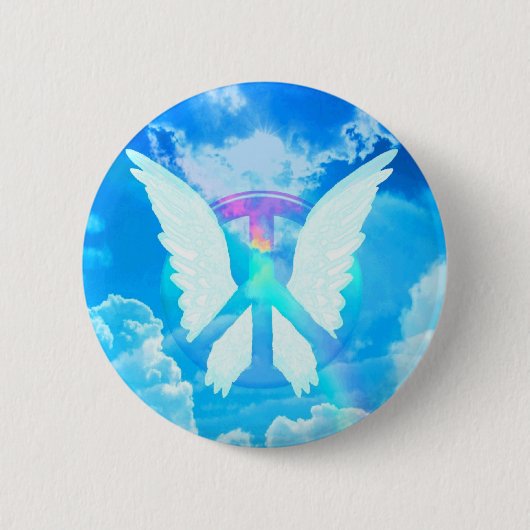 Angel Wings & Peace Ronde Button 5,7 Cm (Voorkant)