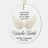 Angel Wings Personaliseerde oom Memorial Keepomwil Keramisch Ornament (Links)