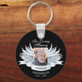 Angel Wings Photo Loving Memory Funeral/Memorial Sleutelhanger (Voorkant)