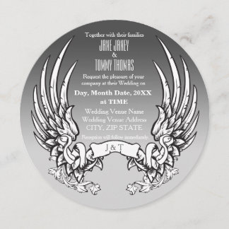 Angel Wings & Ribbon Banner Wedding Invitation Save The Date