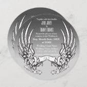 Angel Wings & Ribbon Banner Wedding Invitation Save The Date (Voorkant / Achterkant)