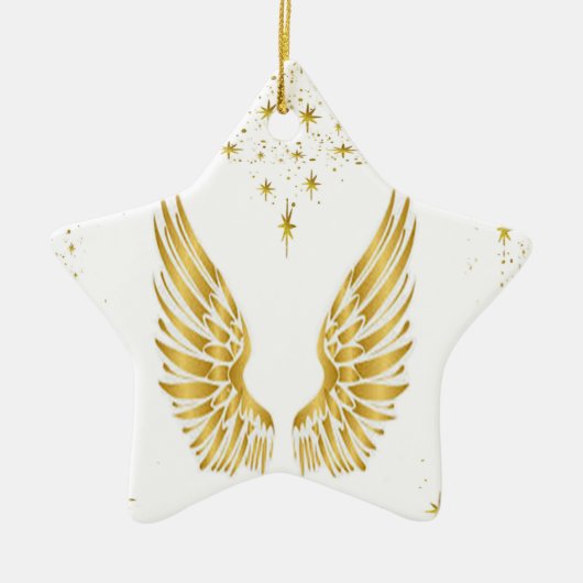 Angel Wings Star-kerstversiering Keramisch Ornament (Voorkant)