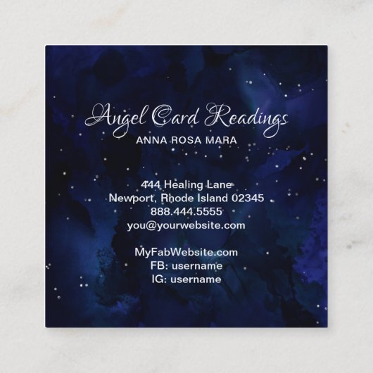 *~* Angel Wings Starry Crystal Heart Night Sky Vierkante Visitekaartje (Achterkant)