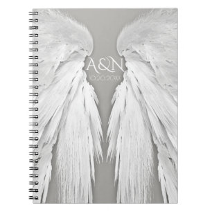 ANGEL WINGS Wedding Initialen Elegant Grey Notitieboek