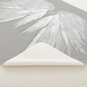 ANGEL WINGS Wedding Initialen Elegant Grey Sherpa Deken