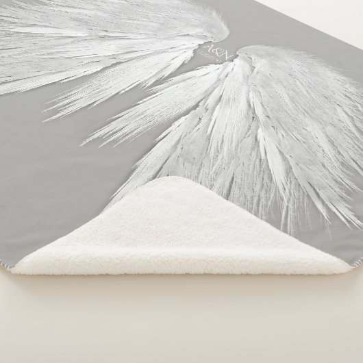 ANGEL WINGS Wedding Initialen Elegant Grey Sherpa Deken (3/4)