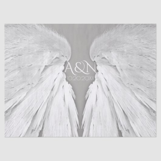 ANGEL WINGS Wedding Initialen Elegant Grey Tissuepapier (Voorkant)