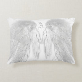 ANGEL WINGS White Custom Monogram Accent Kussen