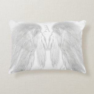 ANGEL WINGS White Custom Monogram Accent Kussen
