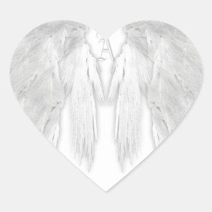 ANGEL WINGS White Custom Monogram Hart Sticker