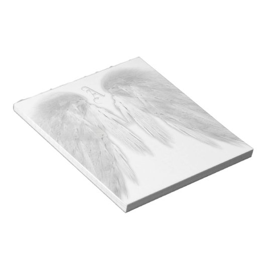 ANGEL WINGS White Custom Monogram Notitieblok (Schuin)