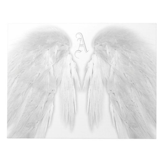 ANGEL WINGS White Custom Monogram Notitieblok (Voorkant)