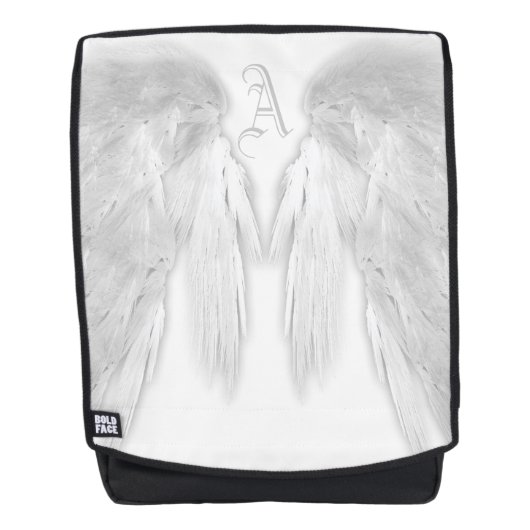 ANGEL WINGS White Custom Monogram Rugtassen (Voorkant)