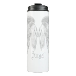ANGEL WINGS White Custom Name Thermosbeker