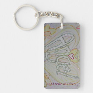 Angel Wings Word Heart Keychain - Aangepaste tekst