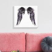 Angel Wings Zwart Digitale Kunst Zwart Wit Canvas Afdruk (Insitu (Woonkamer))