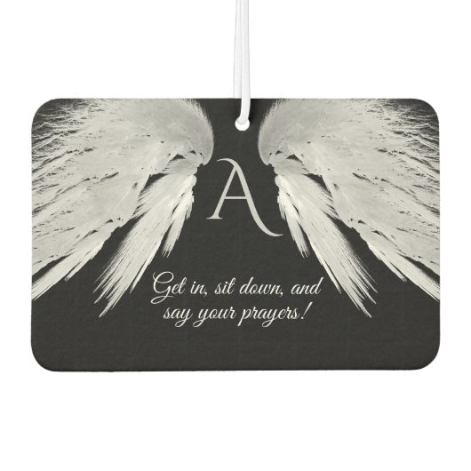 ANGEL WINGS Zwart Monogram Grappig Luchtverfrisser (Voorkant)
