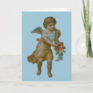 Angel with Cornucopia Greeting Card (Blue) Kaart