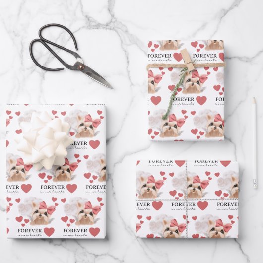 Angel Yorkie Wrapping Paper Flat Sheet Set van 3 (Voorkant)