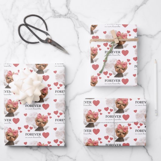 Angel Yorkie Wrapping Paper Flat Sheet Set van 3 (Voorkant)
