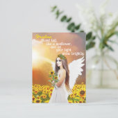 Angel Zonnebloem Stand Tall Quote Custom Name Art Briefkaart (Staand voorkant)