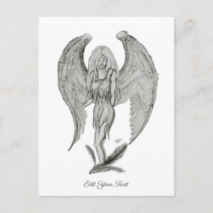 Angel-, zwart- en witontwerp briefkaart