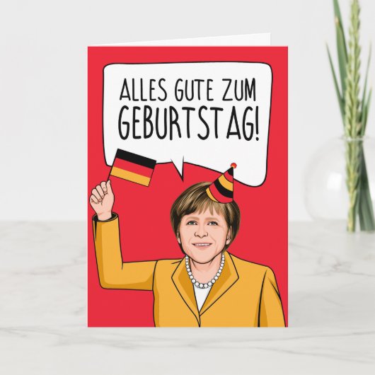 ANGELA MERKEL: Gelukkige verjaardag in het Duits Kaart (Voorkant)