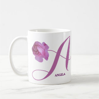 Angela naam roze roos bloemen Koffiemok