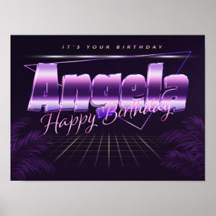Angela Naam Vorname lila retro Poster Geburtstag