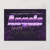 Angela prénom carte postale violette anniversaire (Devant)