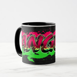 Angela prénom nom Graffiti rouge tasse verte