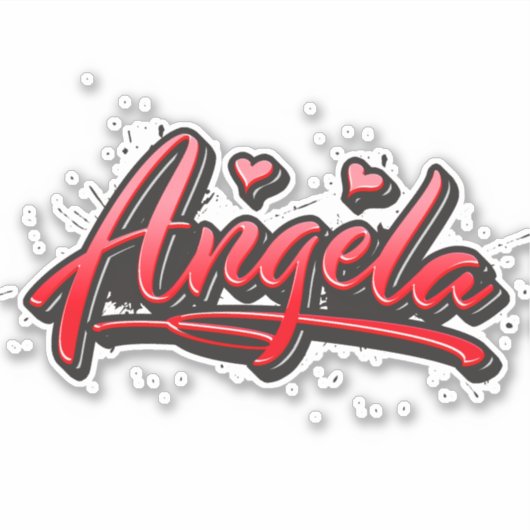 Angela red Heart Graffiti Aufkleber Sticker (Voorkant)