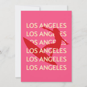 Angeles Travel Art, Californië, Reiskunst, Roze Feestdagenkaart