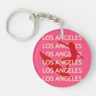 Angeles Travel Art, Californië, Reiskunst, Roze Sleutelhanger