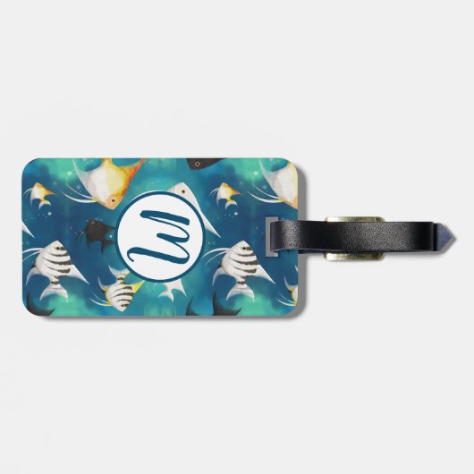 Angelfish Aquarium Pattern Bagagelabel (Achterkant horizontaal)