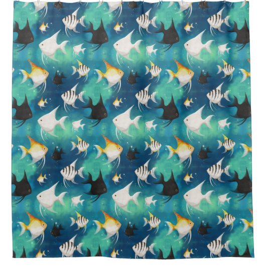 Angelfish Aquarium Pattern Douchegordijn (Voorkant)