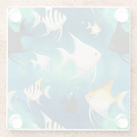Angelfish Aquarium Pattern Glazen Onderzetter (Achterkant)